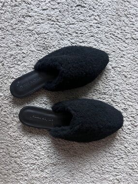 $425 NEW Jenni Kayne Black Shearling Fur Mule Flats size 37/6.5